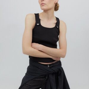 STILL HERE Black Snap Tank Top